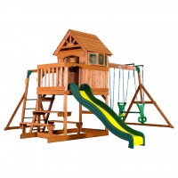 Complex cu Casuta de Joaca Springboro Montpelier din lemn de cedru - Centru din lemn cu tobogan si 2 nivele Playset Backyard Discovery Complex cu Casuta de Joaca Springboro Montpelier din lemn de cedru - Centru din lemn cu tobogan si 2 nivele Playset Backyard Discovery